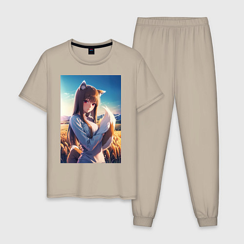 Мужская пижама Волчица и пряности Холо в поле / Миндальный – фото 1