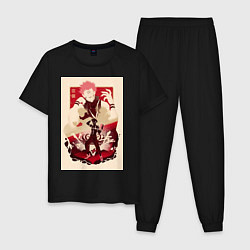 Пижама хлопковая мужская Магическая битва Сукуна Рёмэн король арт, цвет: черный