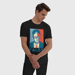 Пижама хлопковая мужская Dwight false - офис, цвет: черный — фото 2
