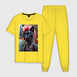 Мужская пижама Голубоглазая пантера модница из Нью-Йорка - нейрос