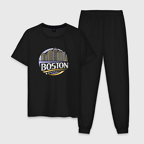 Мужская пижама Boston - USA / Черный – фото 1