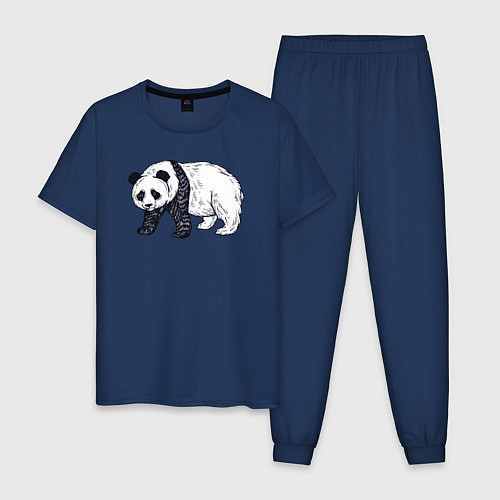 Мужская пижама Панда медведь / Тёмно-синий – фото 1