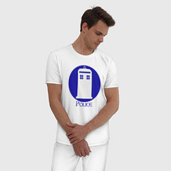 Пижама хлопковая мужская Tardis police, цвет: белый — фото 2