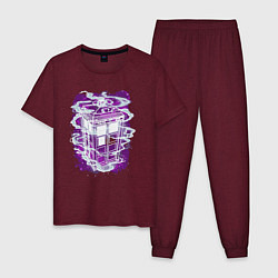 Пижама хлопковая мужская Tardis violet, цвет: меланж-бордовый