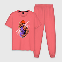 Пижама хлопковая мужская Vince Carter dunker, цвет: коралловый