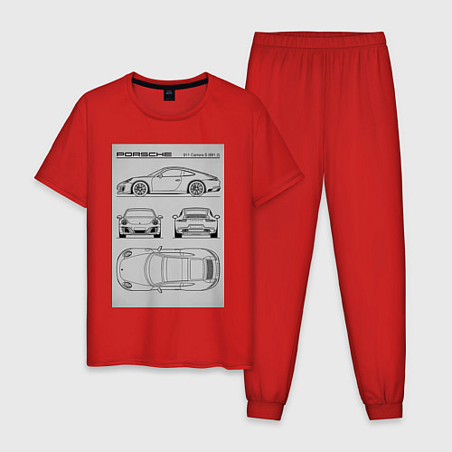 Мужская пижама Porsche 911 гоночный автомобиль / Красный – фото 1