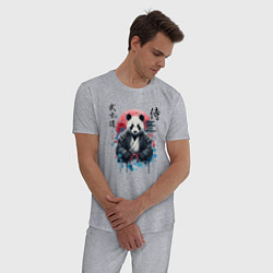 Пижама хлопковая мужская Panda - bushido samurai code, цвет: меланж — фото 2