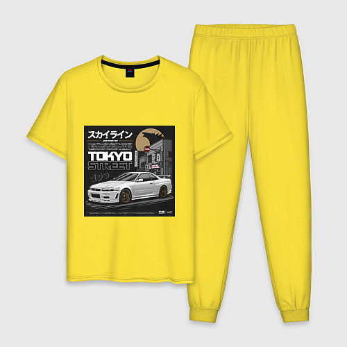 Мужская пижама Nissan Skyline годзила / Желтый – фото 1