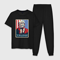 Пижама хлопковая мужская Трамп Дональд, цвет: черный