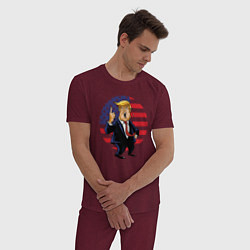 Пижама хлопковая мужская USA - Trump, цвет: меланж-бордовый — фото 2