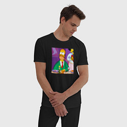 Пижама хлопковая мужская Гомер Симпсон спагетти болоньезе, цвет: черный — фото 2