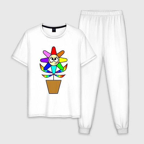 Мужская пижама Цветок Радуга / Белый – фото 1