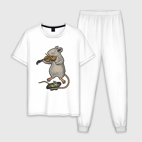 Мужская пижама Мышонок скрипач / Белый – фото 1