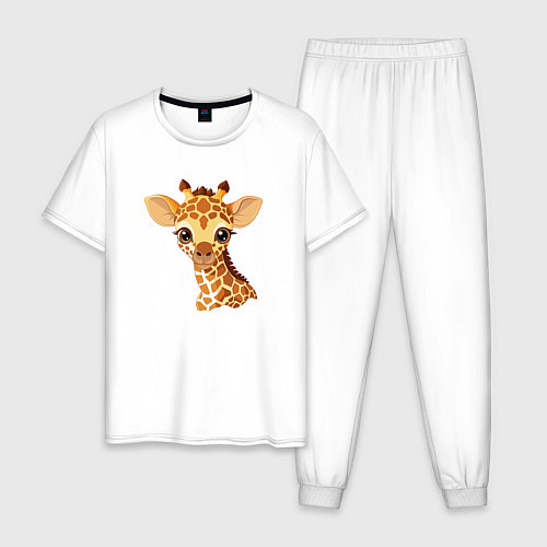 Мужская пижама Портрет жирафёнка / Белый – фото 1