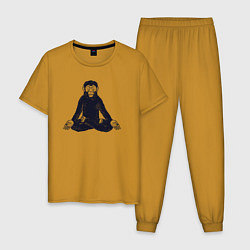 Пижама хлопковая мужская Yoga monkey, цвет: горчичный