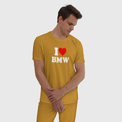 Пижама хлопковая мужская I love my BMW, цвет: горчичный — фото 2