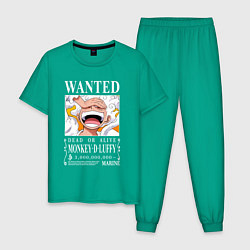 Пижама хлопковая мужская Monkey D Luffy - wanted, цвет: зеленый