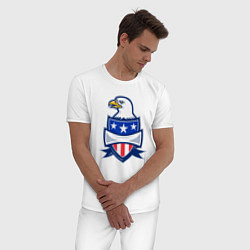 Пижама хлопковая мужская Орёл и американский щит, цвет: белый — фото 2