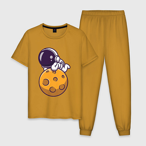 Мужская пижама Отдых на Луне / Горчичный – фото 1