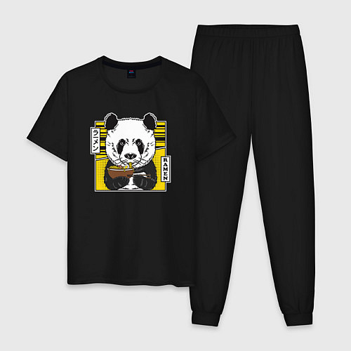 Мужская пижама Панда рамен / Черный – фото 1