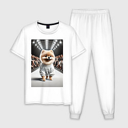 Мужская пижама Милый Шпиц на модном показе животных