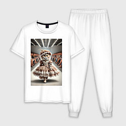 Мужская пижама Милая винтажная кошка на подиуме в винтажном плать