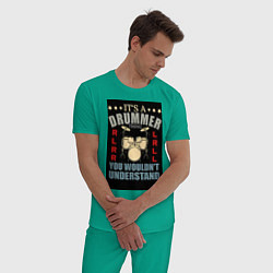 Пижама хлопковая мужская Барабанщик музыка, цвет: зеленый — фото 2