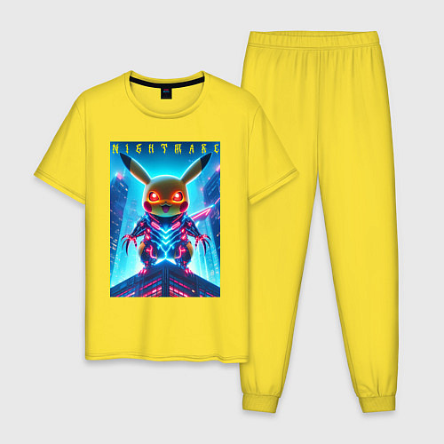 Мужская пижама Cyber Pikachu - nightmare / Желтый – фото 1