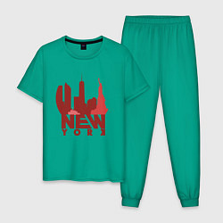 Пижама хлопковая мужская New York red, цвет: зеленый