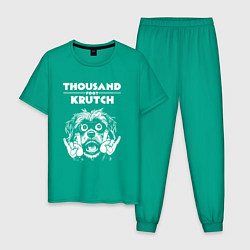 Пижама хлопковая мужская Thousand Foot Krutch rock dog, цвет: зеленый