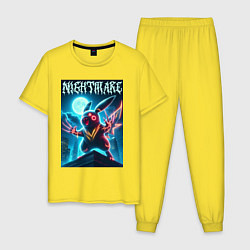 Пижама хлопковая мужская Nightmare - terrible Pikachu neon glow, цвет: желтый