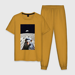 Мужская пижама Голубь на луне делает селфи