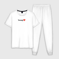 Пижама хлопковая мужская BTS Yoongi, цвет: белый