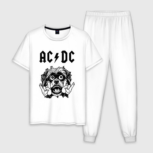 Мужская пижама AC DC - rock dog / Белый – фото 1