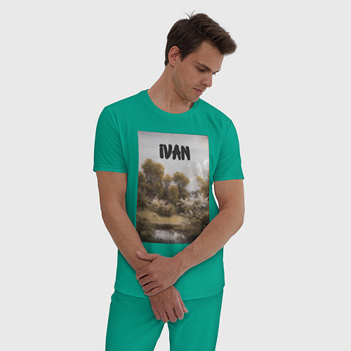 Мужская пижама Ivan дом у озера / Зеленый – фото 3