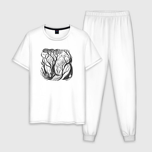 Мужская пижама Природа и деревья в стиле модерн / Белый – фото 1