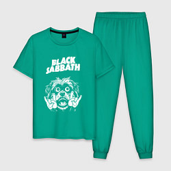Пижама хлопковая мужская Black Sabbath rock dog, цвет: зеленый