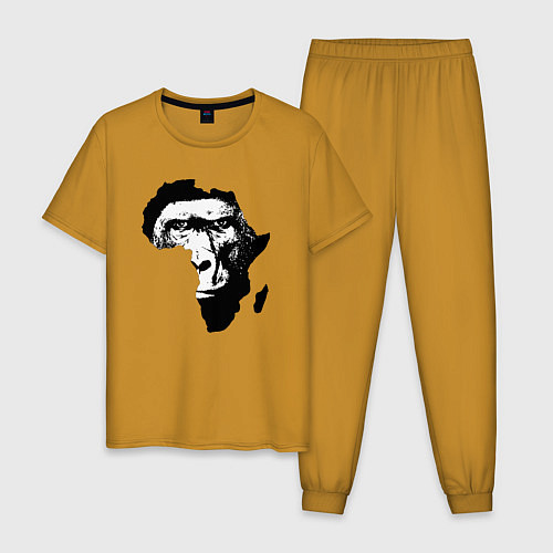 Мужская пижама Обезьяна в Африке / Горчичный – фото 1