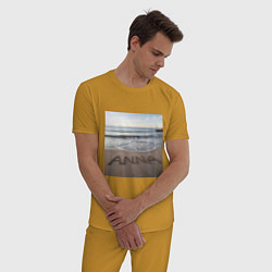 Пижама хлопковая мужская Имя Анна на песке, цвет: горчичный — фото 2