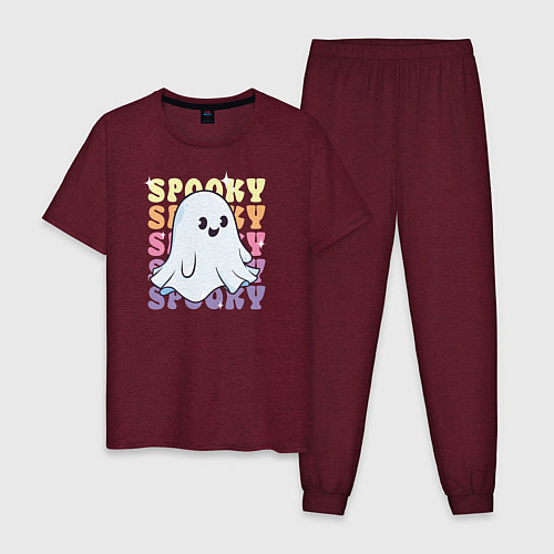 Мужская пижама Cute little spooky ghost / Меланж-бордовый – фото 1