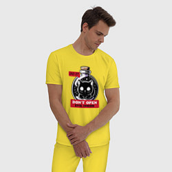 Пижама хлопковая мужская Dont open evil inside, цвет: желтый — фото 2