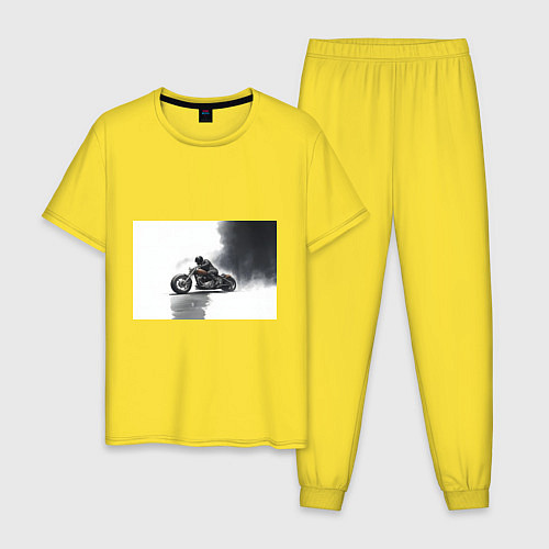 Мужская пижама Крутой байкер скетч / Желтый – фото 1