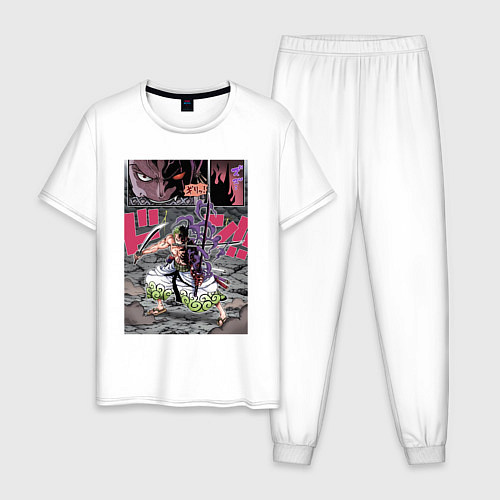 Мужская пижама Ван-Пис Зоро Ророноа техника / Белый – фото 1