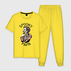 Пижама хлопковая мужская Spooky papa, цвет: желтый