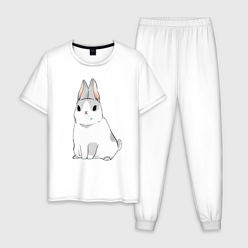 Мужская пижама Кролик жует траву / Белый – фото 1
