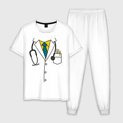 Пижама хлопковая мужская Халат врача, цвет: белый