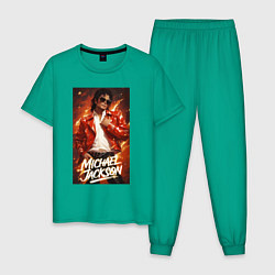 Пижама хлопковая мужская Michael Jackson in the red jacket, цвет: зеленый