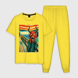 Мужская пижама Демон кричит на картине Эдварда Мунка - мем искусс