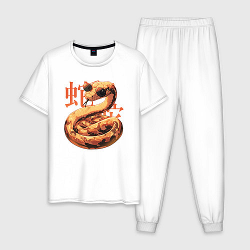 Мужская пижама Крутая змея в очках / Белый – фото 1