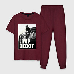 Пижама хлопковая мужская Limp Bizkit all, цвет: меланж-бордовый